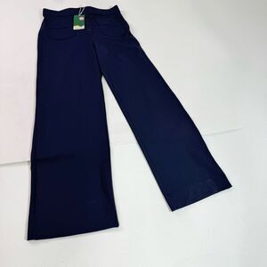 Halara Pants Womens Large Blue High Waisted Button Pockets Straight Leg